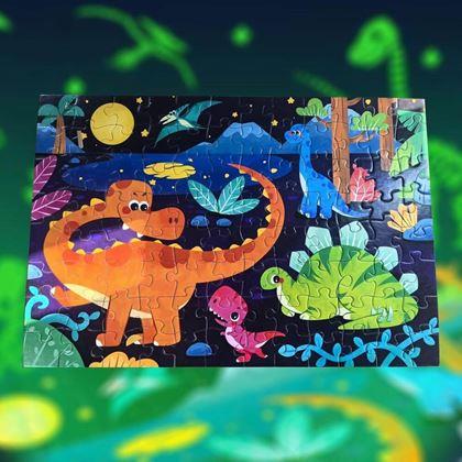 Obrazek z Świecące w ciemności puzzle dla dzieci 96 elementów - dinozaury