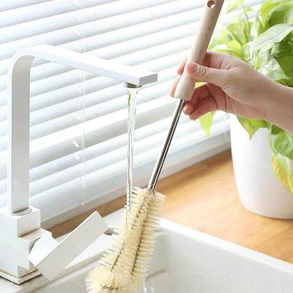 Obrazek z Szczotka do czyszczenia butelek z drewnianą rączką