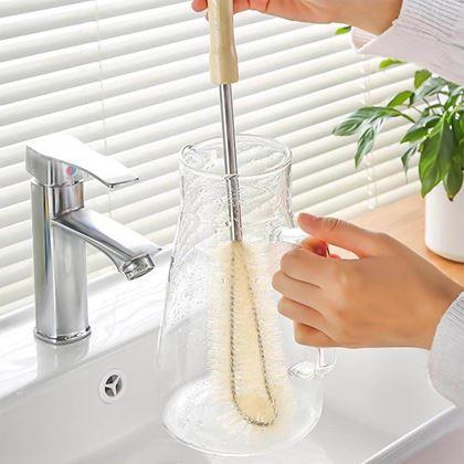 Obrazek z Szczotka do czyszczenia butelek z drewnianą rączką