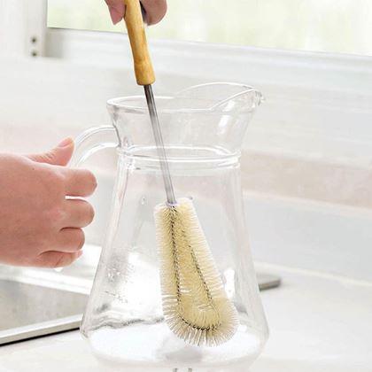 Obrazek z Szczotka do czyszczenia butelek z drewnianą rączką