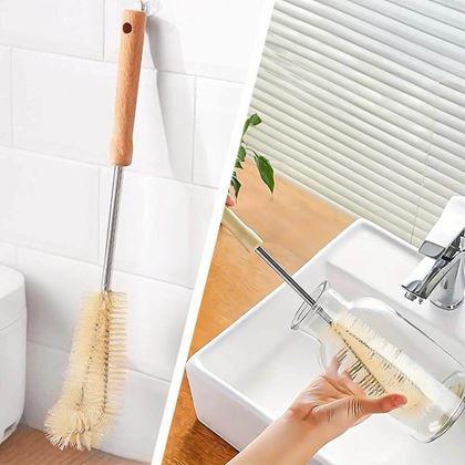 Obrazek z Szczotka do czyszczenia butelek z drewnianą rączką