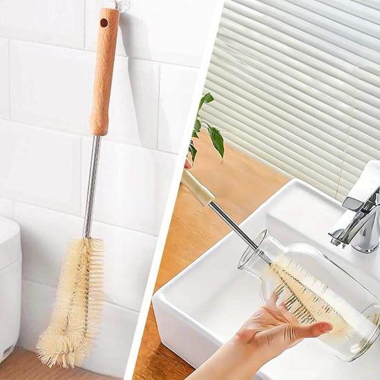 Obrazek z Szczotka do czyszczenia butelek z drewnianą rączką