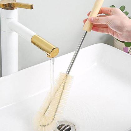 Obrazek z Szczotka do czyszczenia butelek z drewnianą rączką