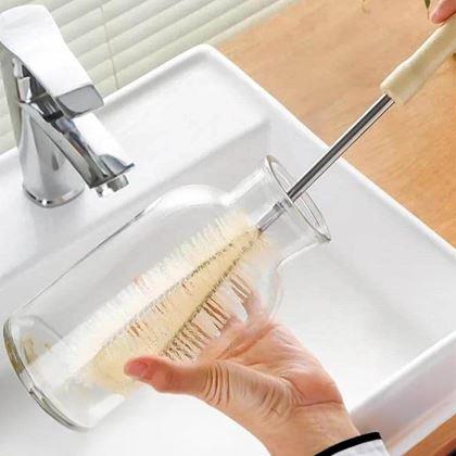 Obrazek z Szczotka do czyszczenia butelek z drewnianą rączką