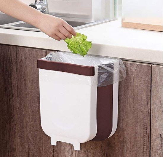 Obrazek z Składany kosz wiszący na drzwi - biało-brązowy