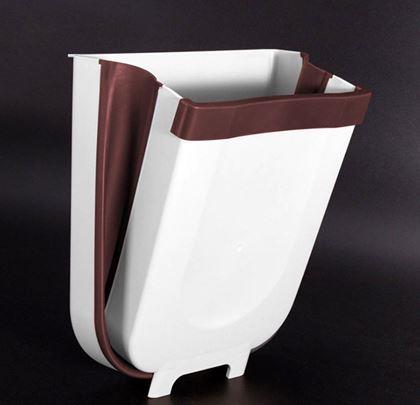 Obrazek z Składany kosz wiszący na drzwi - biało-brązowy