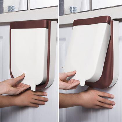 Obrazek z Składany kosz wiszący na drzwi - biało-brązowy