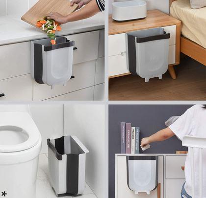 Obrazek z Składany kosz wiszący na drzwi - biało-brązowy