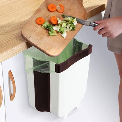 Obrazek z Składany kosz wiszący na drzwi - biało-brązowy