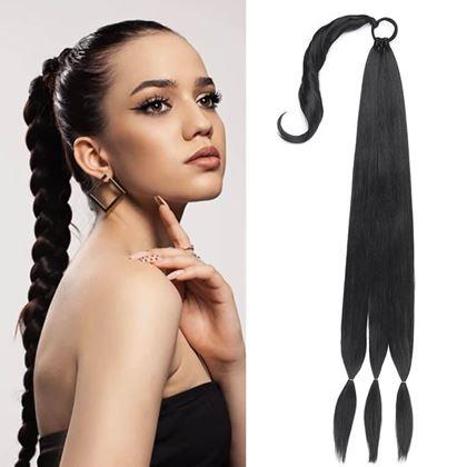 Obrazek z Doczepiany warkocz do włosów 85 cm -  czarny