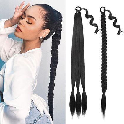 Obrazek z Doczepiany warkocz do włosów 85 cm -  czarny