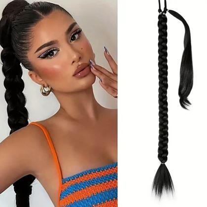 Obrazek z Doczepiany warkocz do włosów 85 cm -  czarny