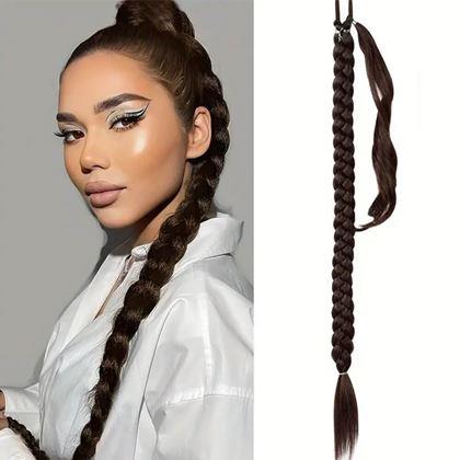 Obrazek z Doczepiany warkocz do włosów 85 cm -  brązowy