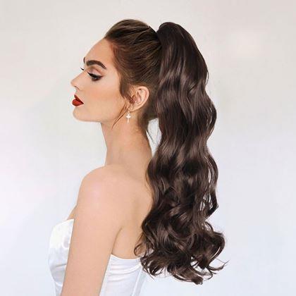 Obrazek z Dopinka do włosów falowany kucyk 60 cm -  brązowy