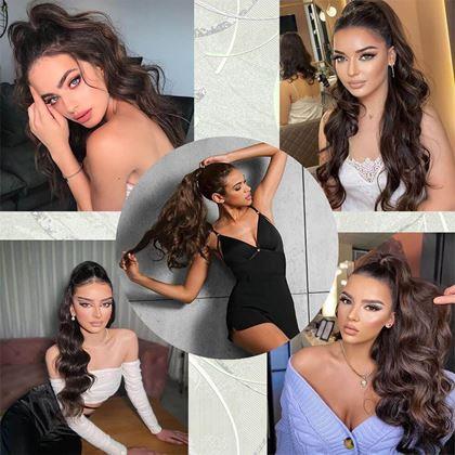 Obrazek z Dopinka do włosów falowany kucyk 60 cm -  ciemny brąz