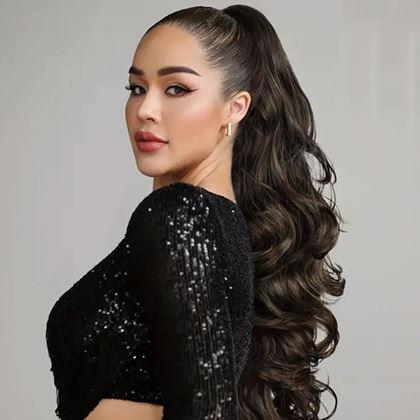 Obrazek z Dopinka do włosów falowany kucyk 60 cm -  ciemny brąz