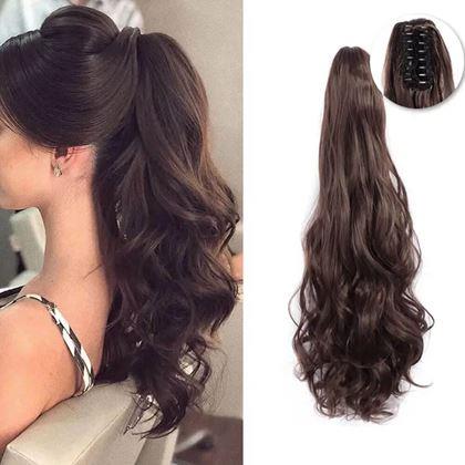 Obrazek z Dopinka do włosów falowany kucyk 60 cm -  ciemny brąz