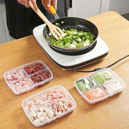 Obrazek z Pojemnik na żywność z 4 przegrodami + pokrywka