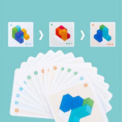 Obraz Drewniane puzzle 3D z kartami
