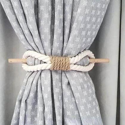 Obrazek z Dekoracyjna opaska na zasłony lina - białe