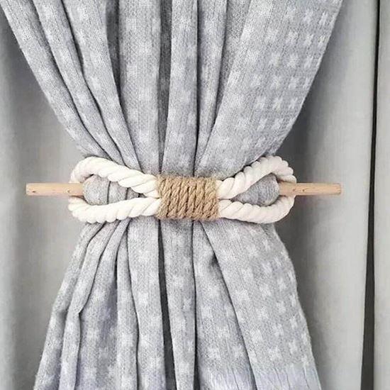 Obrazek z Dekoracyjna opaska na zasłony lina - białe