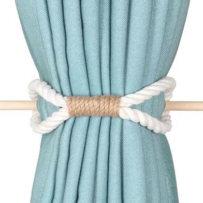 Obrazek z Dekoracyjna opaska na zasłony lina - białe