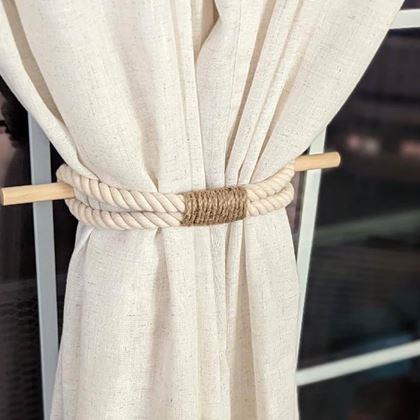 Obrazek z Dekoracyjna opaska na zasłony lina - białe