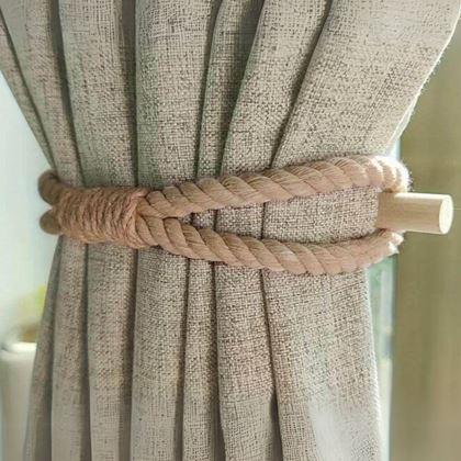 Obrazek z Dekoracyjna opaska na zasłony lina - brązowe