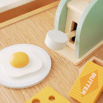 Obrazek z Drewniany zestaw śniadaniowy do zabawy, 9 szt.