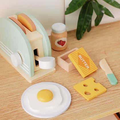 Obrazek z Drewniany zestaw śniadaniowy do zabawy, 9 szt.