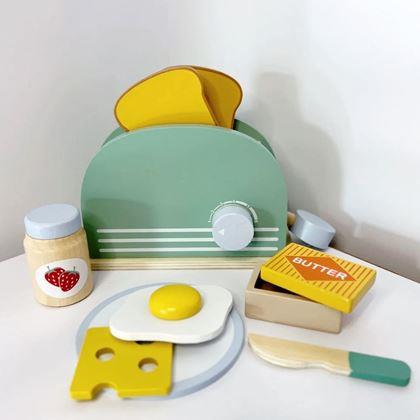 Obrazek z Drewniany zestaw śniadaniowy do zabawy, 9 szt.