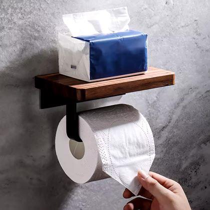 Obrazek z Uchwyt na papier toaletowy z półką