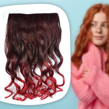 Obrazek z Clip in pasemko do kolorowego podkreślenia włosów - brązowo-czerwony