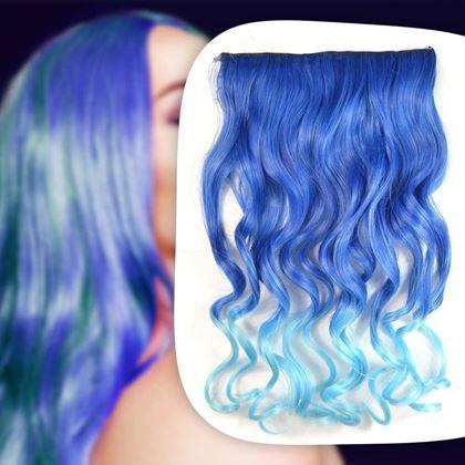 Obrazek z Clip in pasemko do kolorowego podkreślenia włosów - niebieski