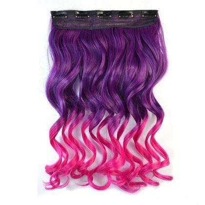 Obrazek z Clip in pasemko do kolorowego podkreślenia włosów - fioletowo-różowy