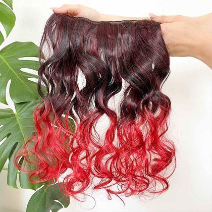 Obrazek z Clip in pasemko do kolorowego podkreślenia włosów - brązowo-czerwony