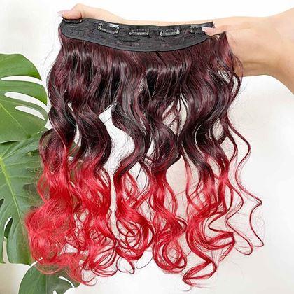 Obrazek z Clip in pasemko do kolorowego podkreślenia włosów - brązowo-czerwony