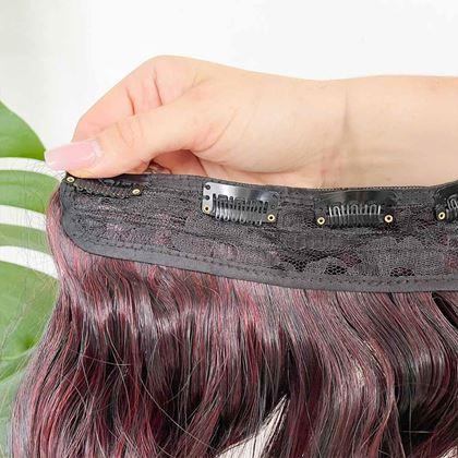 Obrazek z Clip in pasemko do kolorowego podkreślenia włosów - brązowo-czerwony