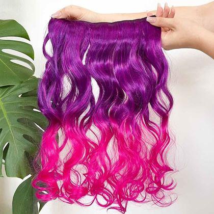 Obrazek z Clip in pasemko do kolorowego podkreślenia włosów - fioletowo-różowy