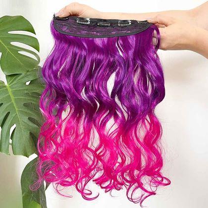 Obrazek z Clip in pasemko do kolorowego podkreślenia włosów - fioletowo-różowy