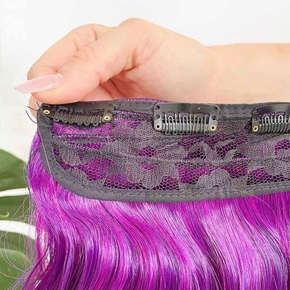 Obrazek z Clip in pasemko do kolorowego podkreślenia włosów - fioletowo-różowy
