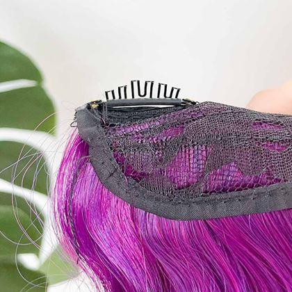 Obrazek z Clip in pasemko do kolorowego podkreślenia włosów - fioletowo-różowy