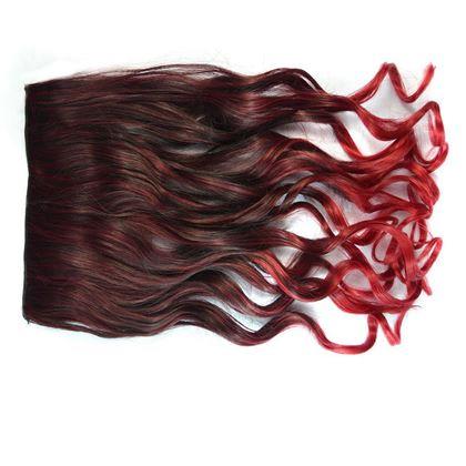 Obrazek z Clip in pasemko do kolorowego podkreślenia włosów - brązowo-czerwony