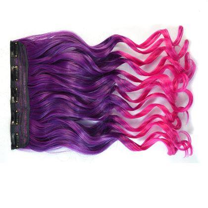 Obrazek z Clip in pasemko do kolorowego podkreślenia włosów - fioletowo-różowy