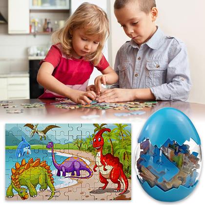 Obrazek z Puzzle z motywem dinozaurów  - niebieskie