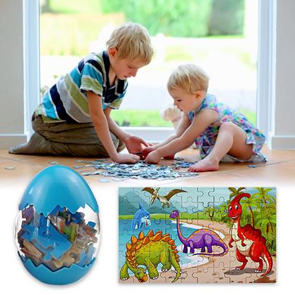 Obrazek z Puzzle z motywem dinozaurów  - niebieskie