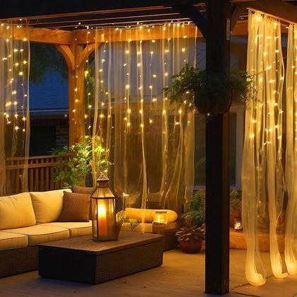 Obrazek z Solarny LED kaskadowy łańcuch świetlny – 10 pasm × 1 m - ciepła biel