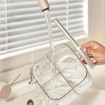 Obrazek z Dzieleny pojemnik z uchwytem – 4 przegródki, 4 łyżeczki