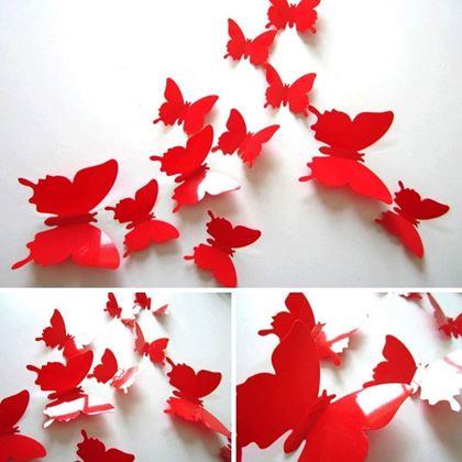 Obrazek z Motyle 3D na ścianę - czerwone