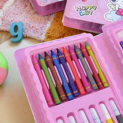 Obrazek z Artystyczny kuferek dla dzieci 42 sztuki - różowy